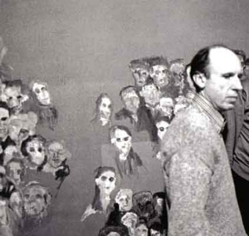 Nel 1971 in studio, mentre dipinge "Un popolo di volti", la grande tela ispirata ai funerali delle vittime di piazza Fontana