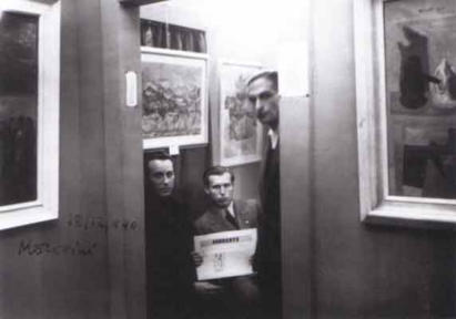 Treccani, al centro, con Morosini e Morlotti nel 1940