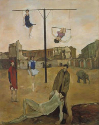 "Arlecchinata a Porta Volta", 1953, olio, 197x254