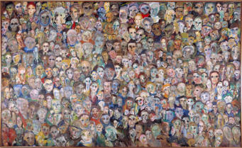 "Un popolo di volti", 1969-75, olio, 394x238