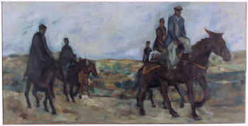 "La lunga strada", 1957, olio, 100x50